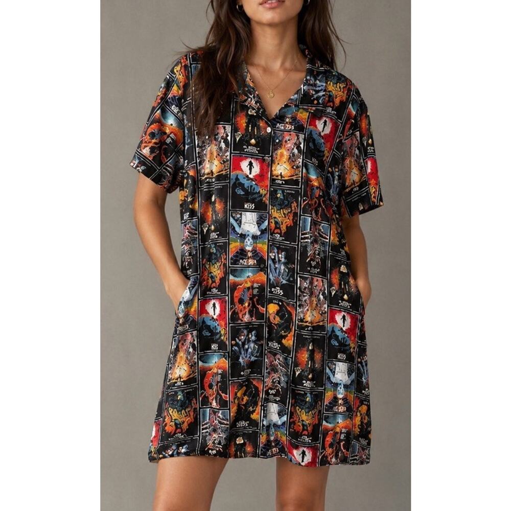 NEW Stranger Things x Billy Butcher Poster Shirt Dress Pockets LARGE